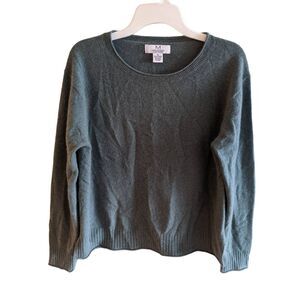 Magaschoni Green 100% Cashmere Crewneck Pullover Sweater Women's Size M